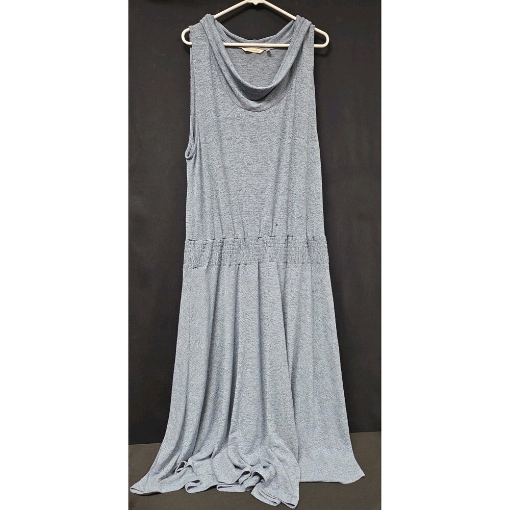 Soft Surroundings Blue Midi Dress Knit Kerry Sleeveless Cowl Neck XL Tall